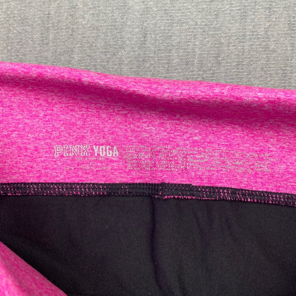 Victoria's Secret PINK Vintage Y2K Fold Over Waist Yoga Shorts Pink Black Small - Picture 3 of 4